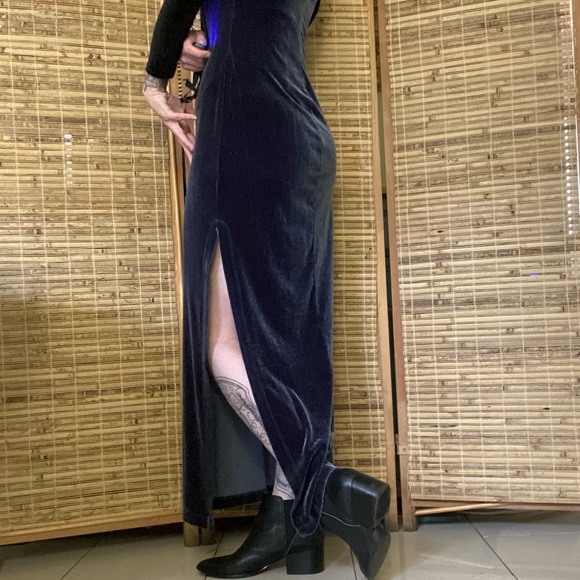 90’s blue stretch velvet Rampage dress. Size M. - Picture 6 of 9